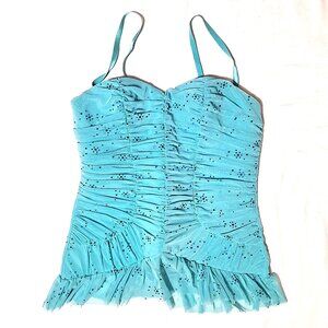 NWT Victoria Secret sexy little things Blue Sequin glitter Top Med Ruffle bottom